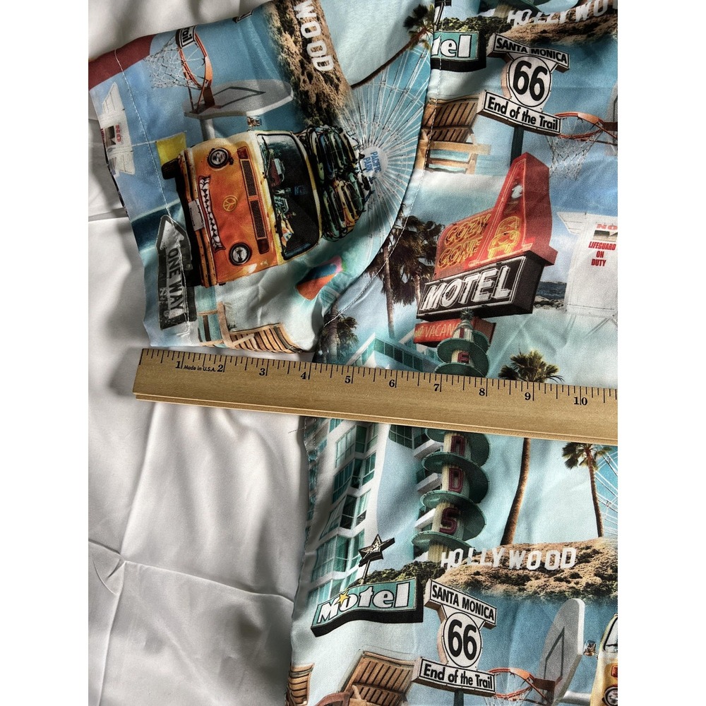 Eighth Avenue Shirt Mens XL Good Vibes California Print Short Sleeve Button Up - Picture 10 of 12